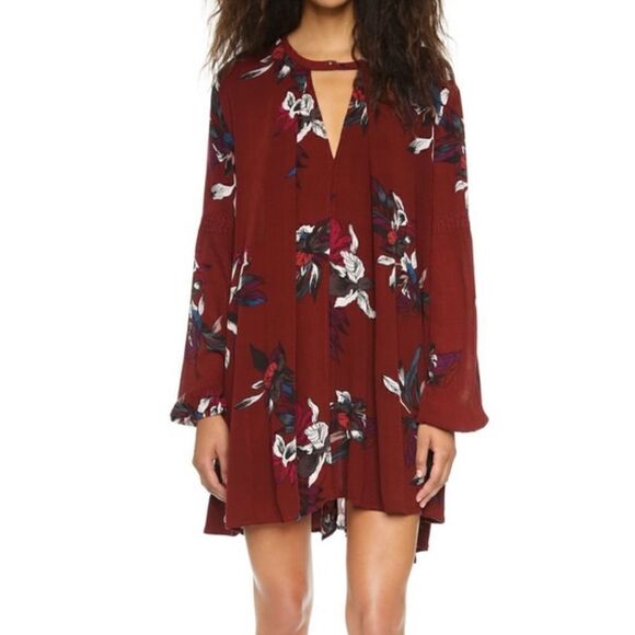 Free People Tree Swing Dress in Scarlet Combo - Picture 1 of 9
